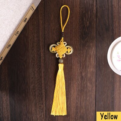 2 uds. De nudos chinos, abalorios, flecos, colgantes, Material artesanal para manualidades, adornos de borlas para cortinas de , accesorios de decoración, cinta de borlas: Yellow