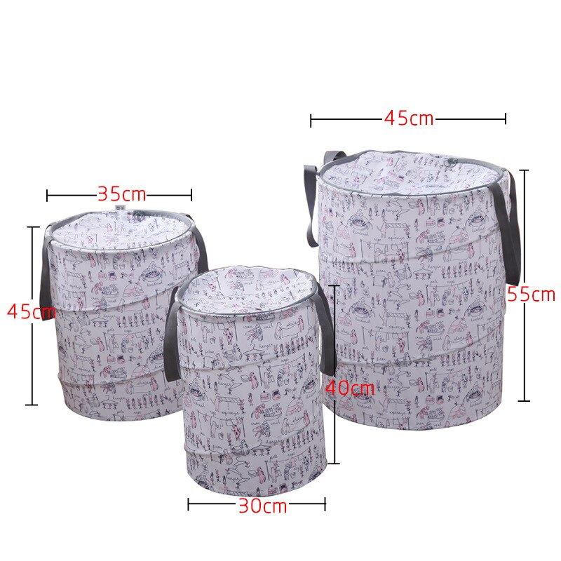 Folding Storage Basket Dirty Clothes Basket Oxford With Zipper Cover Clothing Toy Organizer LaundryBasket Home Storage Bucket