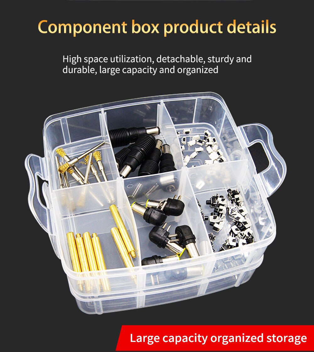 LUXIANZI 3 Layer Adjustable Storage Box With Locking HandleMetal Parts Screwdriver Hardware Multi-function Tool Box Plastic Case