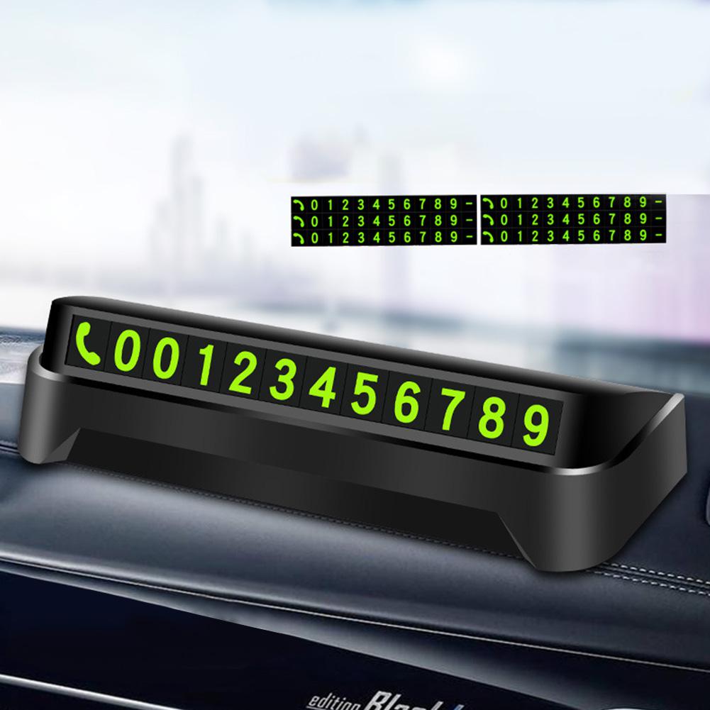 Car Temporary Parking Card Universal Auto Dashboard Luminous Phone Number Sign Automobile Phone Number Sign White/Black: black