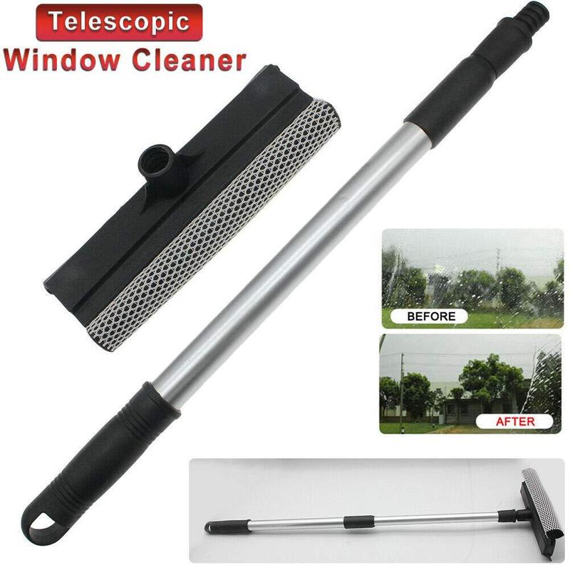 Double-side Telescopic Rod Window Cleaner Stainless Brush Glass Steel Retractable Cleaning Squeegee Wiper Too T7M9