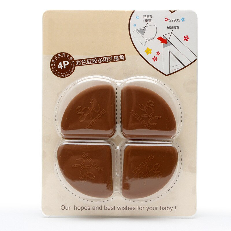 4 Stks/set Veiligheid Glazen Tafel Conner Protector Guards Voor Baby Peuter Kids Hoofd Meubels Edge Anti-Collision Bumper Pad cover: Chocolade