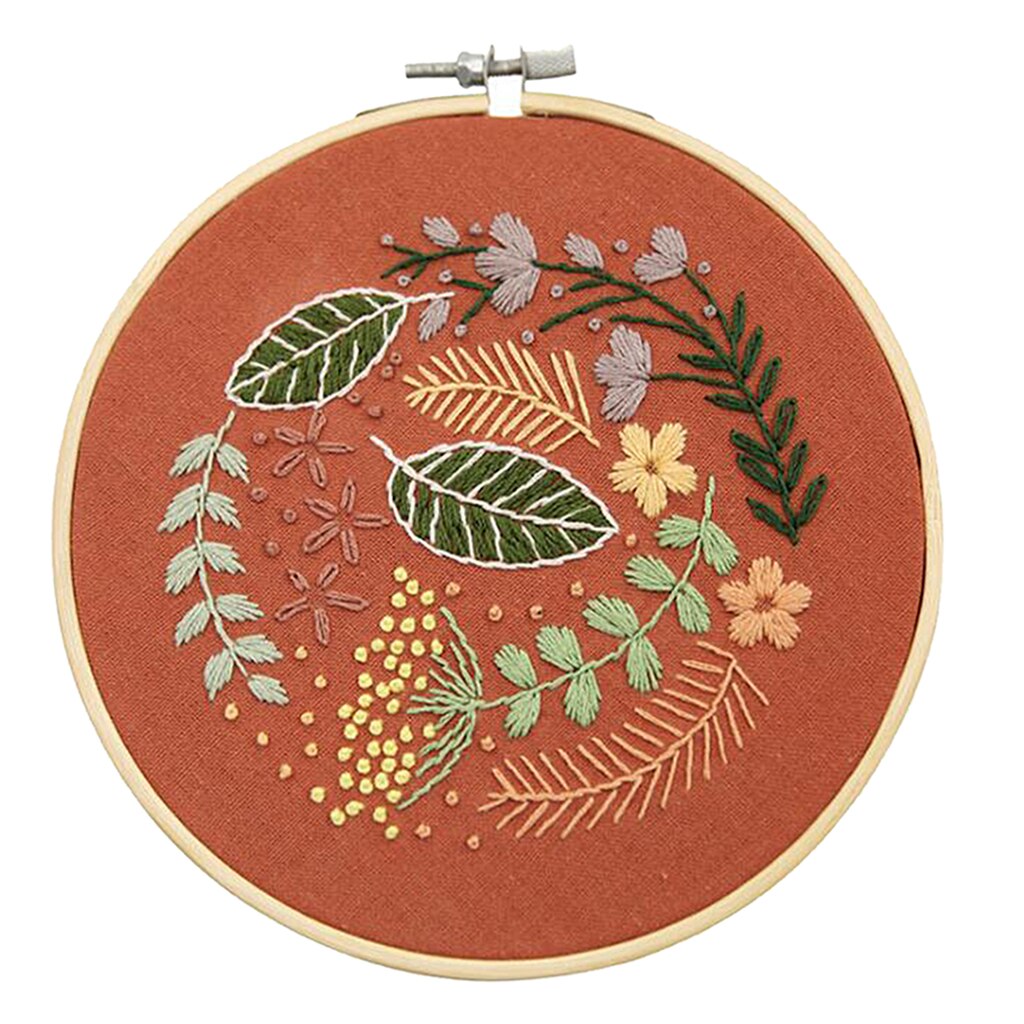 Flower Embroidery Starter Kit Pre-printed Complete Cross Stitch Floss Kits