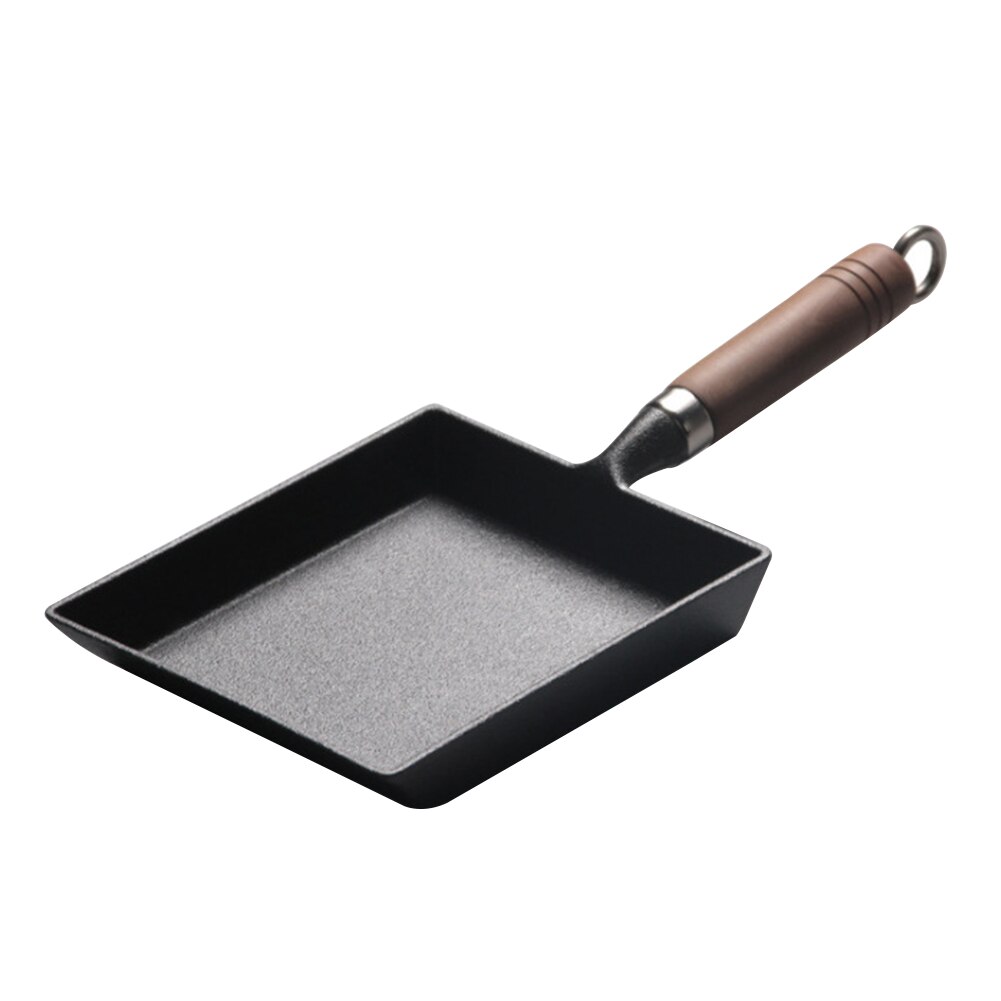 Japanse Stijl Geen Coating Gereedschappen Koekenpan Mini Rechthoek Verdikte Non Stick Tamagoyaki Omelet Gietijzeren Hittebestendige