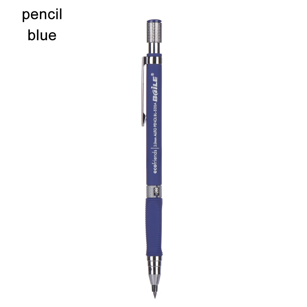 1Pc Automatic Mechanical Pencil 2.0mm Multicolor Refill 2B Drawing Writing Activity Pencil Office School Writing Stationery Blue: pencil blue