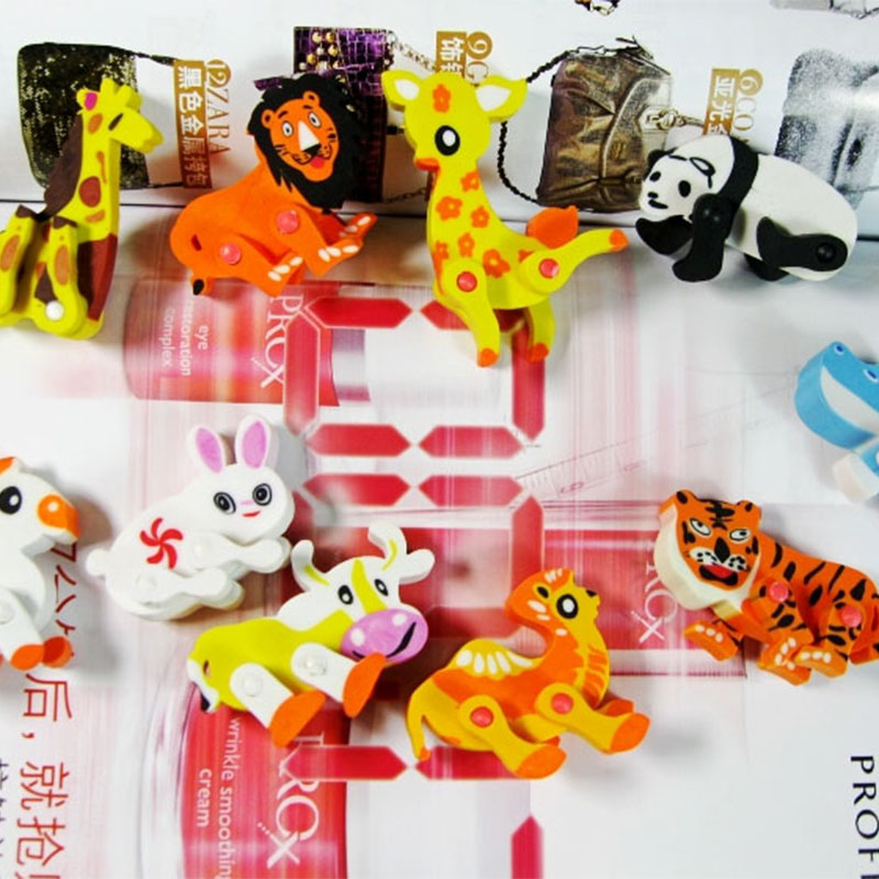12 gommes à crayon flexibles en forme d'animaux différents, gommes à crayon pour écoliers