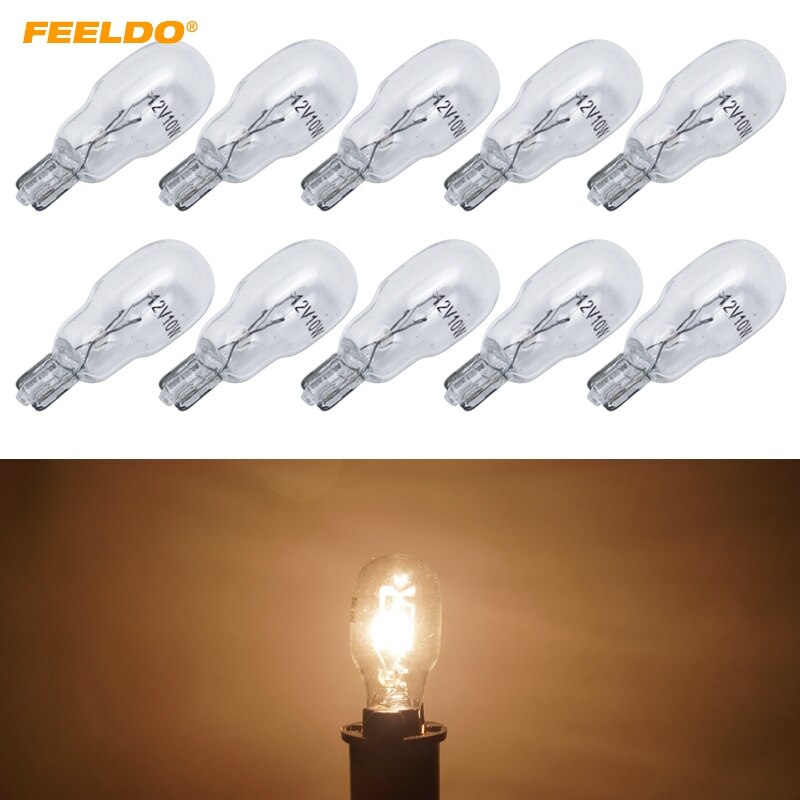 FEELDO 10 stks Warm Wit Auto T13 Wedge 12 v 10 w Halogeen Lamp Externe Halogeenlamp Vervanging Dashboard Bulb licht # FD-1309