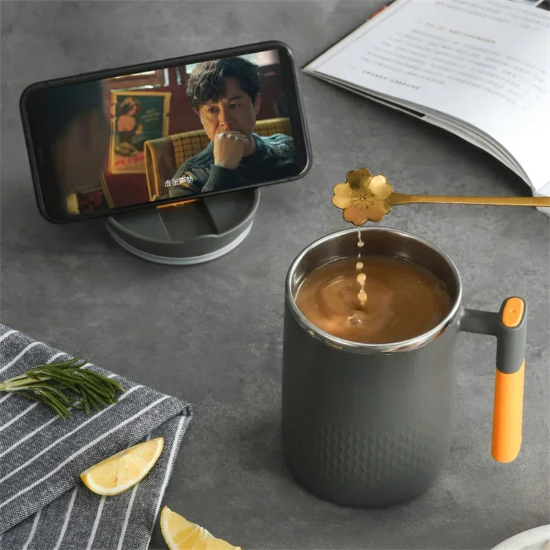 Stainless Steel Mug with Handle and Lid Double Wall Heat-resistant Anti-scald Coffee Cup Household Office Milk Oatmeal Water Cup