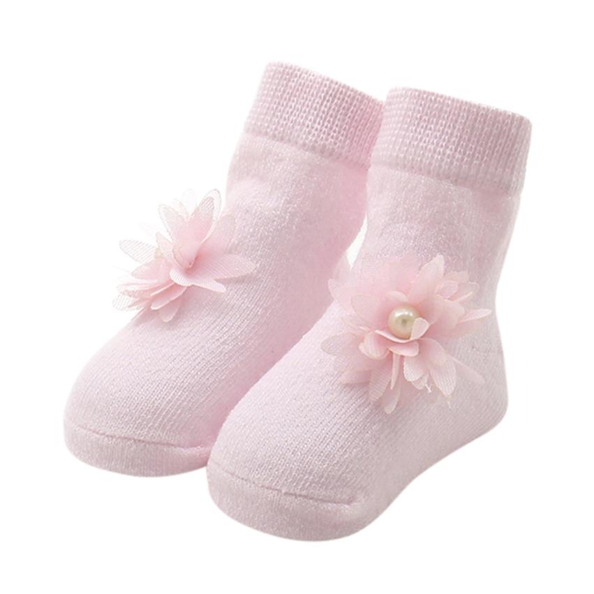 Baby Kids Girls Comfortable Floral Cute Cotton Sock Slippers Warm Ankle Socks F804: A