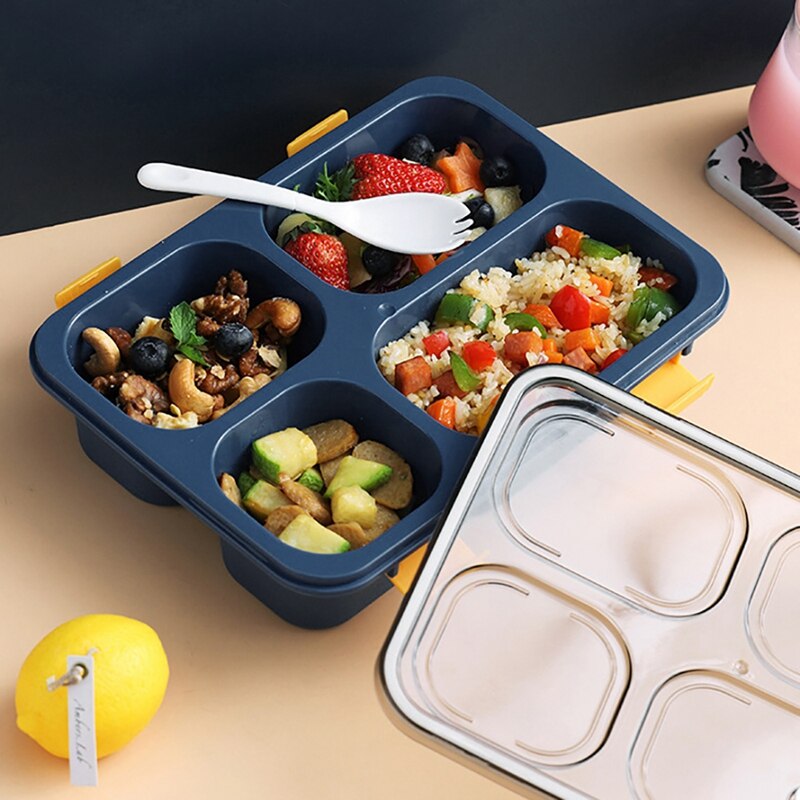 4 Grid Plastic Lunch Box Split Grid Lunch Box Bent... – Grandado