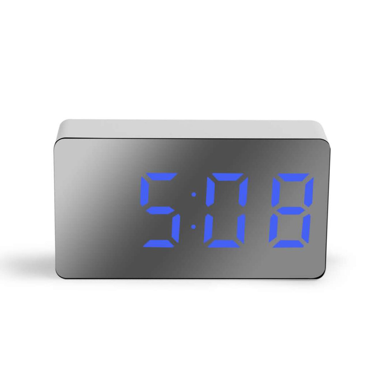 Digital Desk Alarm Clock Digital Mirror LED Big Display Bedroom Snooze Timer Home Electronic Table Clock For Bedroom Living Room: Blue
