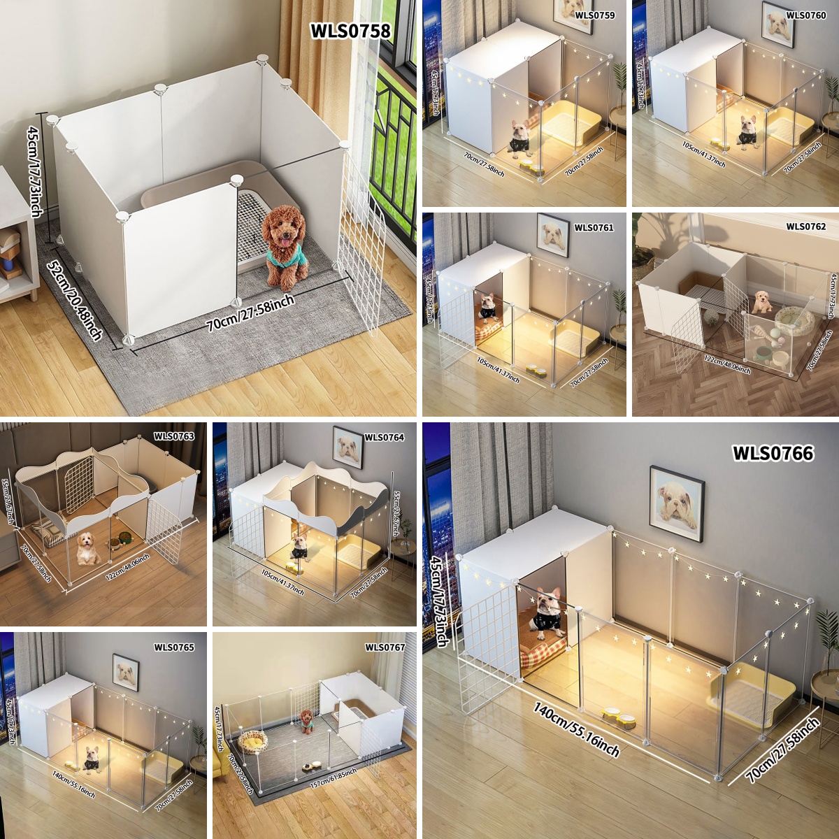 Valla para mascotas, puerta de aislamiento para perros, jaula para perros, barandilla de hierro para perros de tamaño pequeño, Perrera interior de peluche, valla para el hogar, jaula para perros