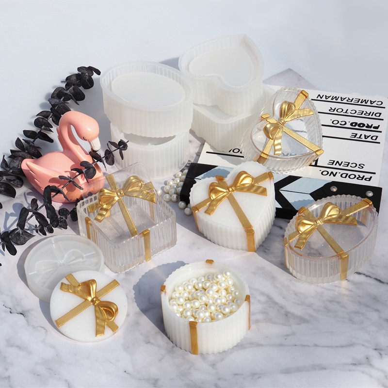 DIY Crystal Bow Storage Box Silicone Mold Epoxy Tabletop For Silicone Mold Crystal Epoxy Mould Epoxy Resin For Jewelry Making