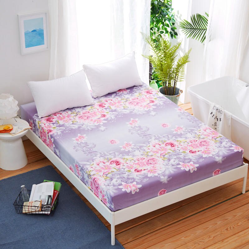 Zachte Gedrukt Uitgerust Laken Matras Bescherm Cover Met Elastische Band Microfiber Beddengoed Vel Rimpel Slip: C / 180x200cm