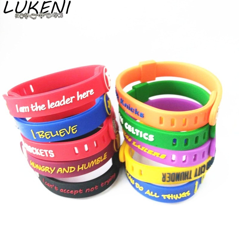 LUKENI 19pcs Men Signature Sport Silicone Bracelets amp Bangles Size Adjustable for Basketball Lover Fans Wristband Strap SH038