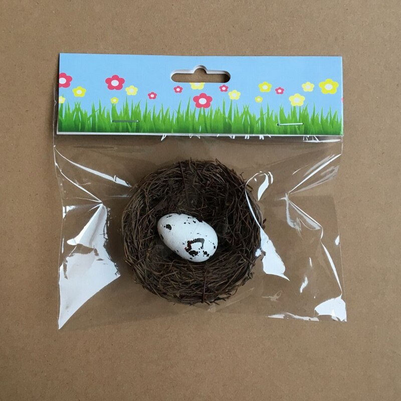 Nido de Pájaro de ratán Artificial de Pascua con huevos para decoración del hogar DIY, artesanal de Pascua, arte artesanal, jardín de patio de casa de boda