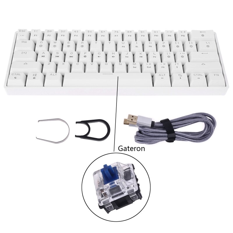 Pre-order GK61 SK61 61 Key Mechanical Keyboard USB Wired LED Backlit Axis Gaming Mechanical Keyboard For Desktop: WGateronBL