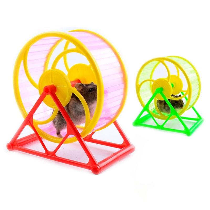 2PCS Hamster Running Exercise Wheel with Base Pets Jogging Wheel Hamster Sports Toys (Random Color)