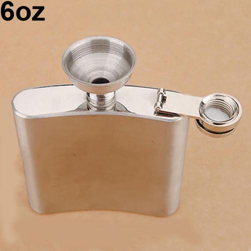 Stainless Steel Whiskey Pocket Hip Flask Wine Liquor Wedding Party Drink Bottle Funnel Male Small Mini Flask For Alcohol Bottle: 6oz