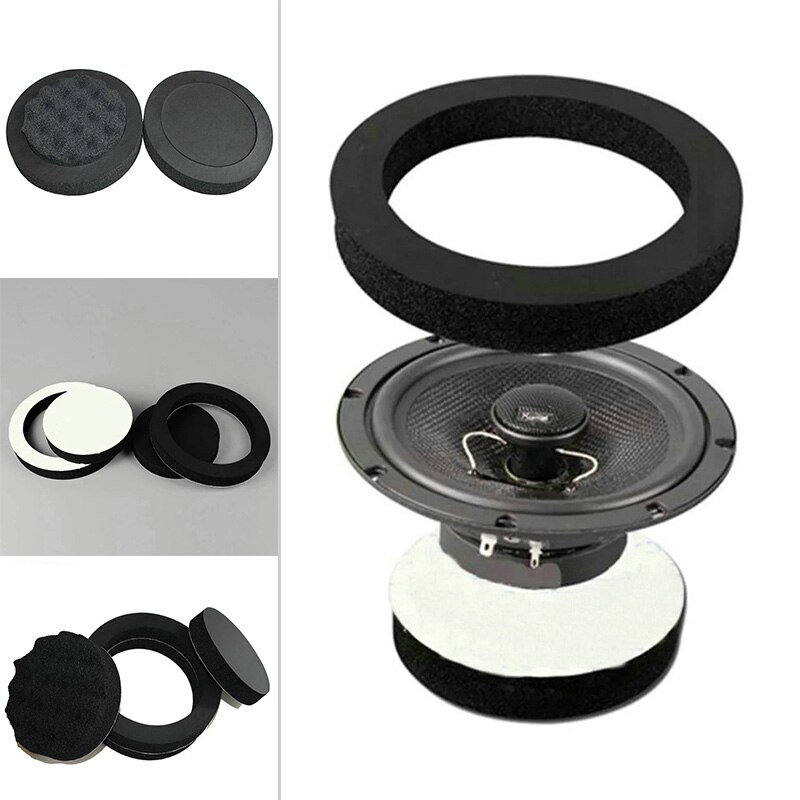 4pcs Auto Sound Insulation Cotton Ring Seal Horn Speaker Sound Insulation Circle 6.5" for Car