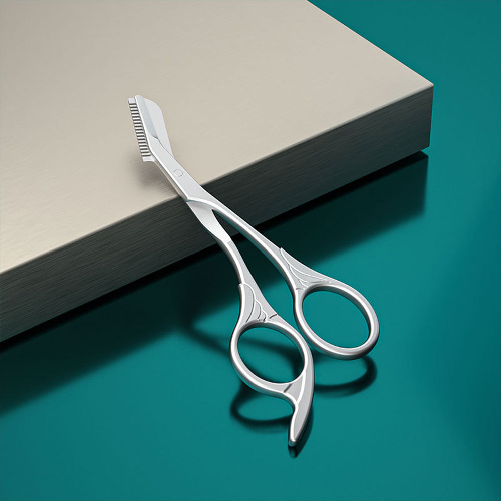 Tijeras recortadoras de cejas de acero inoxidable, productos de belleza para mujeres, tijeras para cejas con peine, afeitadora de cejas, herramientas de maquillaje: Default Title