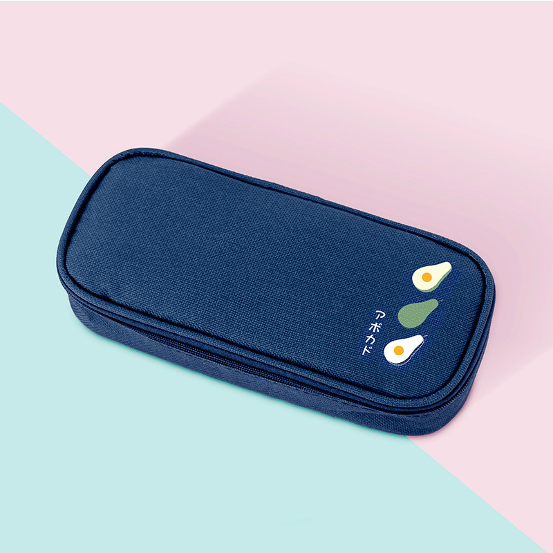pencil case large capacity pencil case fruit pencil box multifunctional stationery box school stationery estuche escola: dark blue