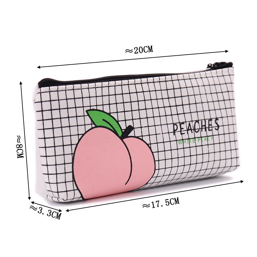 1Pc Canvas Fruit Peach Pencil Case School Pencil Cases for Girl Stationery Canvas Pencil Bag Estojo Escolar School Supplies