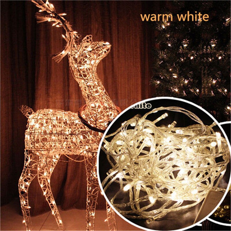 20M Waterproof 110V/220V 200 LED String lights for Christmas Festival Party Fairy Colorful Xmas Decor LED String Lights: Warm White / US Plug 110V