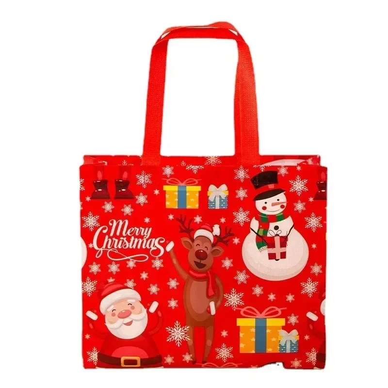 10-60PCS Christmas Tote Bag Santa Elk Snowflake Bags Non-woven Waterproof Printed Bags Thickened Decor Supplies
