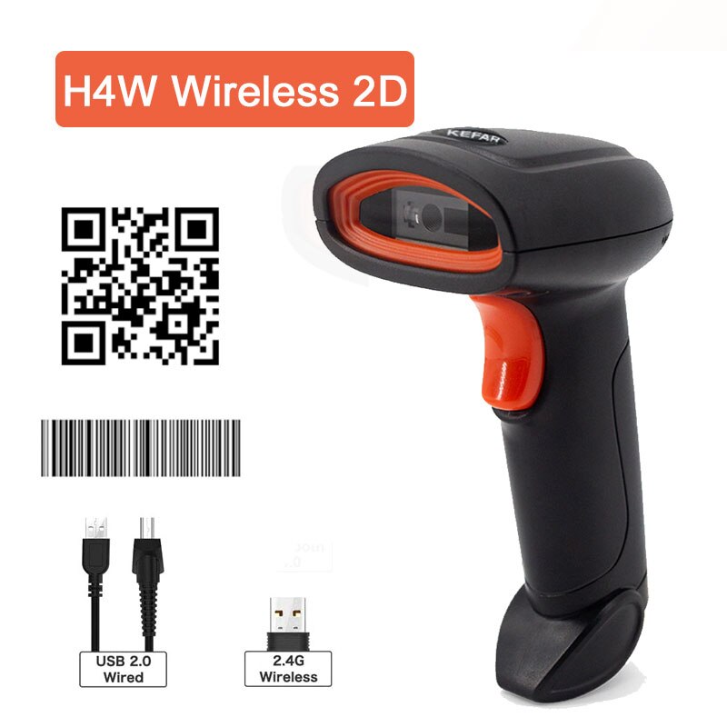 Holyhah 1D&amp;2D Handheld Barcode Bar Code Scanner Reader QR PDF417 Bluetooth 2.4G Wireless &amp;Wired For Mobile Phone Android iOS: H4W Wireless 2d