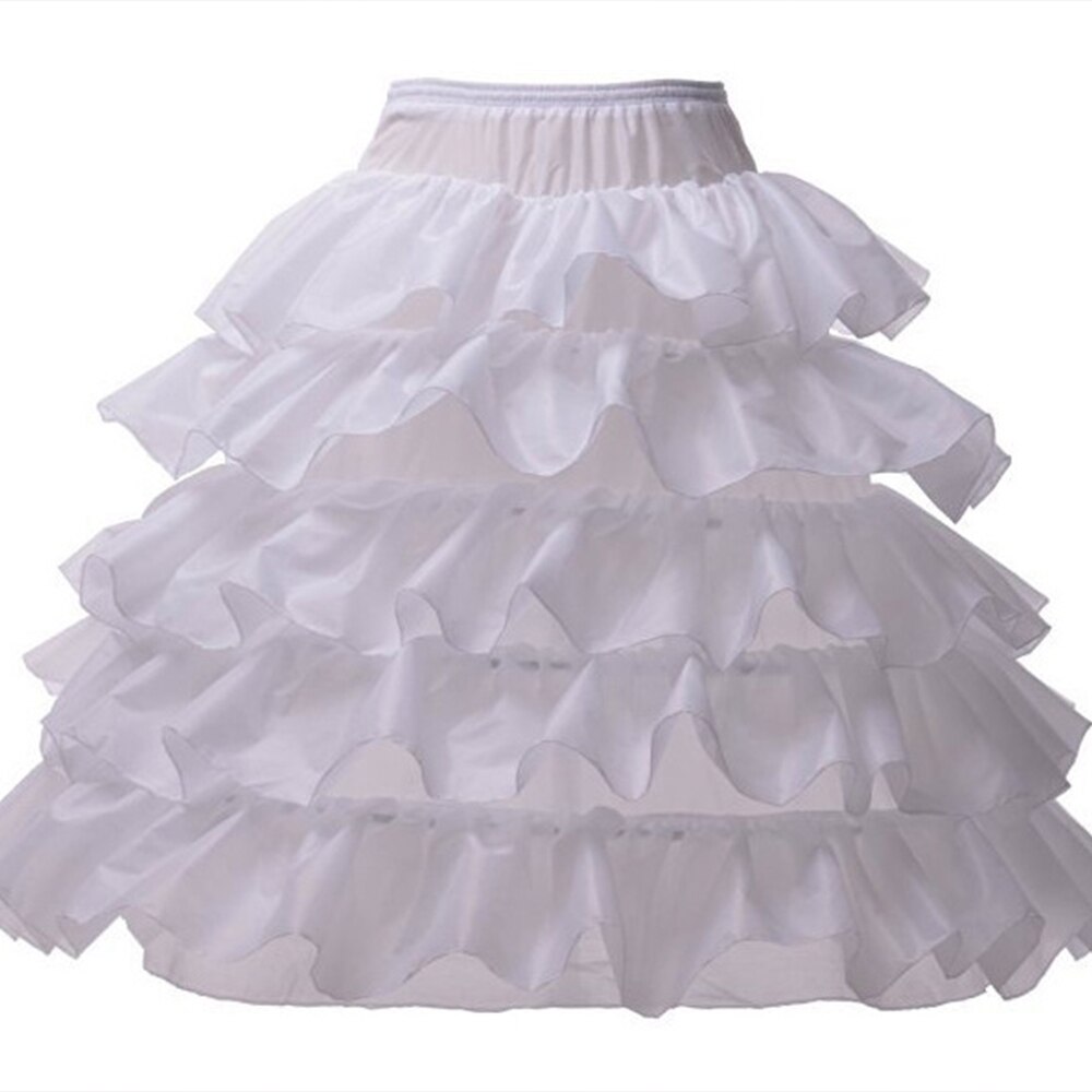 Akcesoria ślubne halka Prom długa suknia balowa krynolina podkoszulek 4 obręcze spódnica halki w magazynie biały czarny czerwony: biały