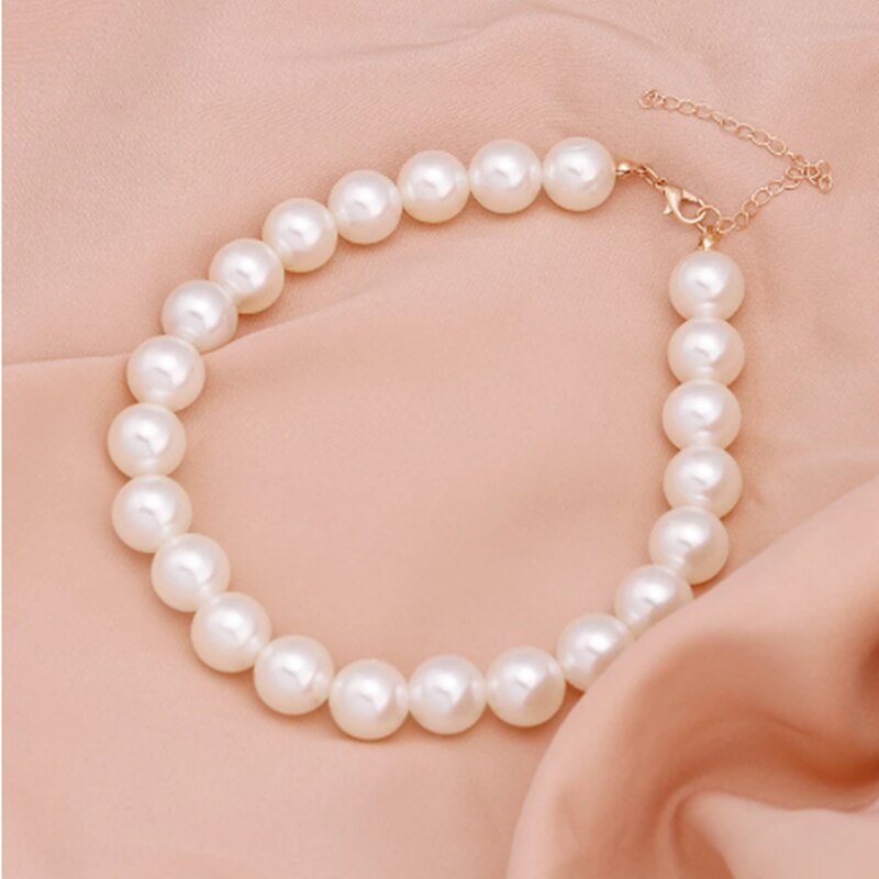 Gargantilla de perla blanca de imitación para mujer, joyería para de novia, collar de boda, abalorio,