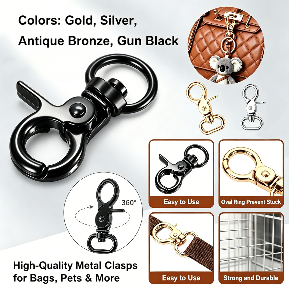 4-20 stuks 13/26mm metalen karabijnhaak sleutelhanger, draaibare haak voor tas, hondenriem, riem, portemonnee, sleutelhangers, karabijnhaak hardware
