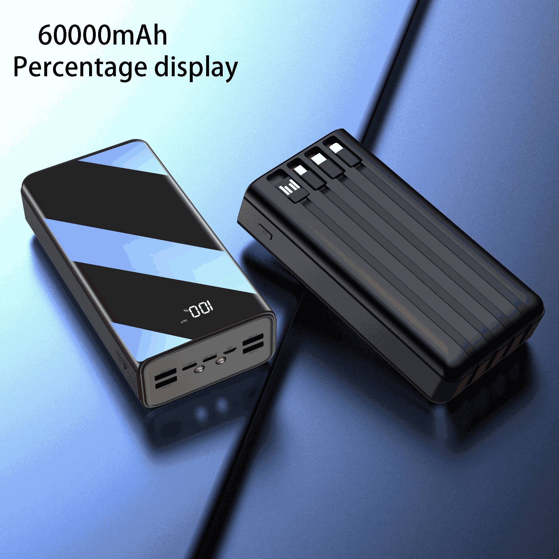 CASEIER 50000mAh Power Bank with Cables For iPhone 40000mAh External Battery Powerbank For Xiaomi 60000mAh Portable Poverbank: 10