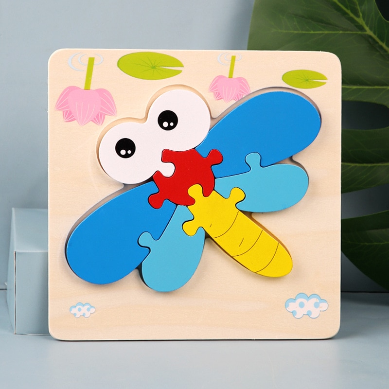 3D Wooden Puzzle Jigsaw Toys For Children Wood 3d Cartoon Animal Puzzles Intelligence Kids Early Educational Toys for children