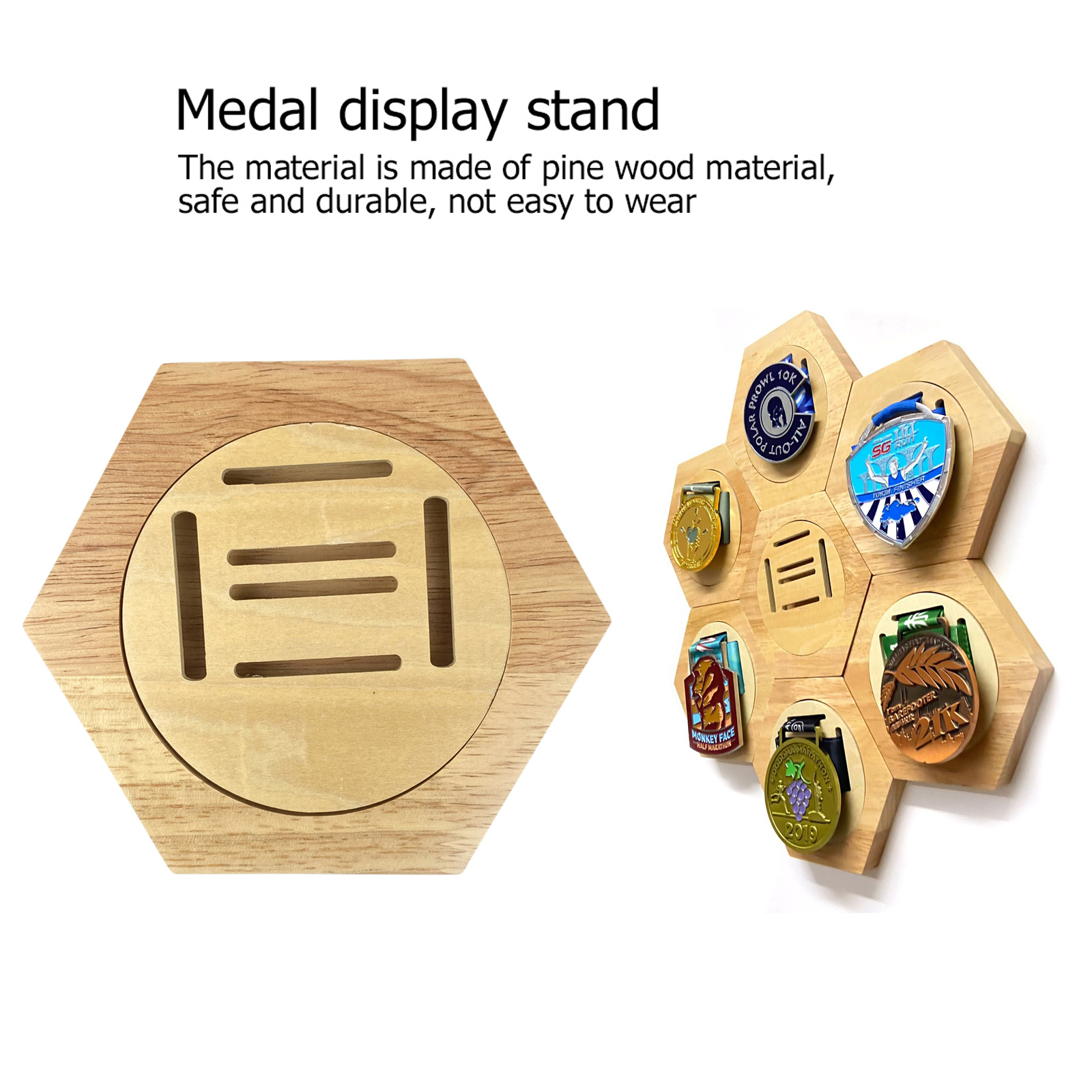 10-1PC Medal Holder Display - 1 Pack Hexagonal Honeycomb Medal Display Stand