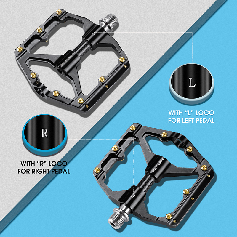 WEST BIKING-Pedal de fibra de carbono para bicicleta de carretera, 3 rodamientos, aleación de aluminio, antideslizante, accesorios para bicicleta de montaña