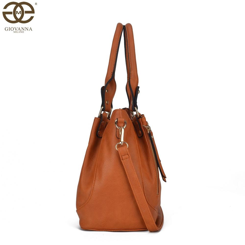 Giovanna Milano Bolso mujer de hombro grande con doblado bolsos de mano para chicas tote casual con correa ajustable y cremalleras de adorno PU en color liso cierre con cremallera tamaño oficina T10969