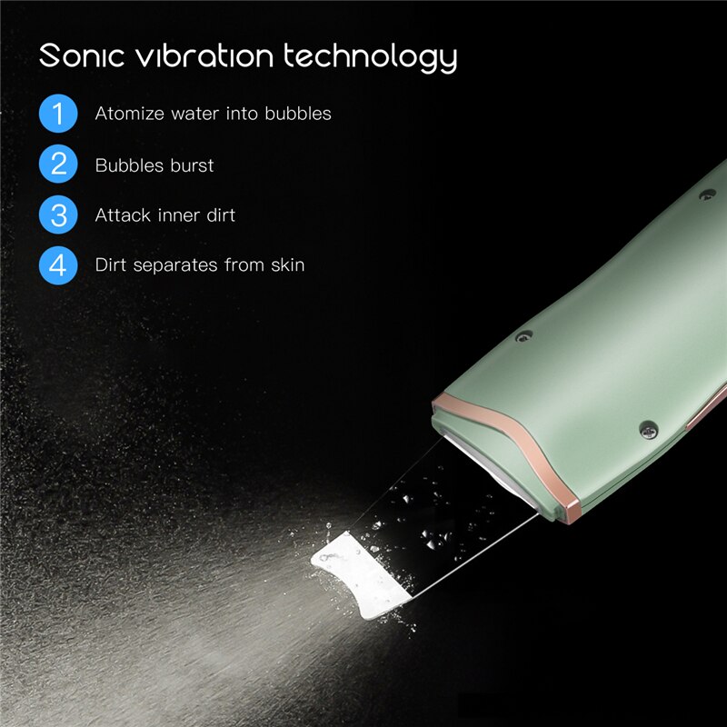 Ultrasonic Skin Scrubber Vibration Face Spatula Facial Pore Cleaner Blackhead Remover Exfoliator Peeling Shovel Lifting Massager