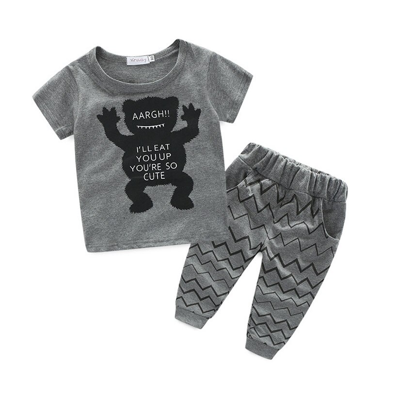 Ensemble garcon avec jean tegneserie conjunto infantil menino drenge tøj forårs t-shirt og bukser to stykker babytøj sæt
