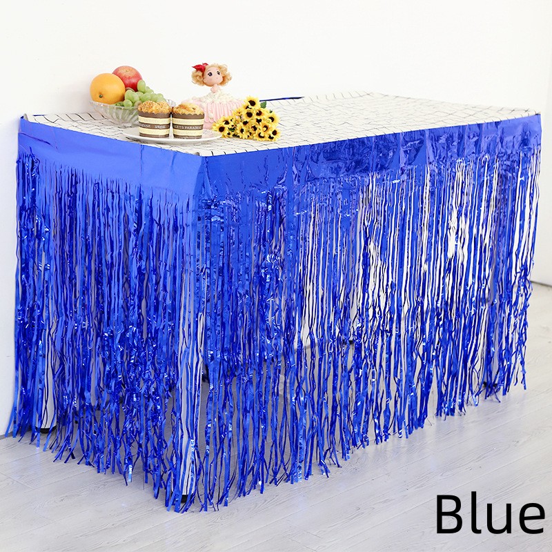 Paquete de 4/2/1 falda de mesa, decoración de boda, mesa, decoración de de cumpleaños, falda de mesa, decoración de cumpleaños, manteles para: 140 x 200 cm / Azul zafiro