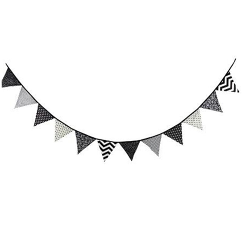 in Bianco e nero di Stoffa Bandiera Bambini Giocano Tenda Della Decorazione Dei Bambini Del Ragazzo Del bambino Scuola Materna Della Parete Della Decorazione Appesa Puntelli Pendenti con Gemme E Perle Ornamenti Partito