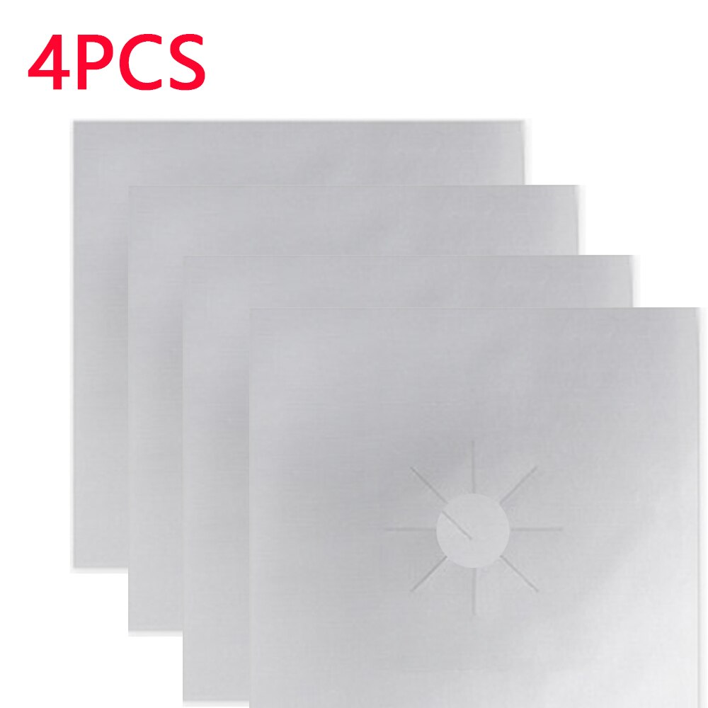 Stove Protector Cover Liner Gas Stove Stovetop Burner Protector Stove Clean Mat Pad Kitchen Accessories Mat Cooker Cover: 4pcs-silver