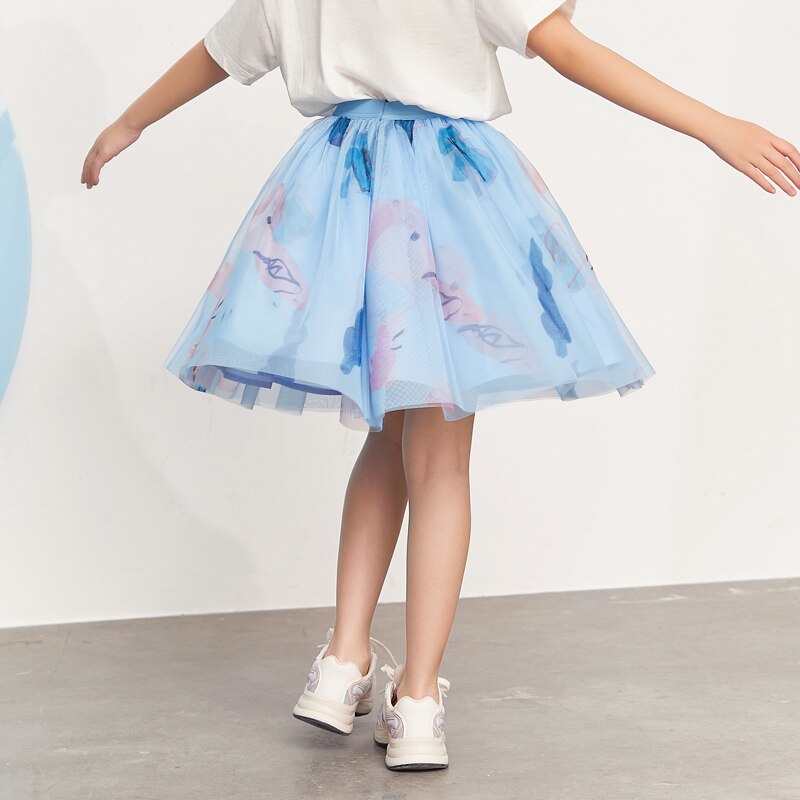 Amii Kids 3-16 Years Skirts for Girls 2022 A-line Mini Skirts Summer Children Cute Skirts Teens Clothes 22140091: blue / 150cm