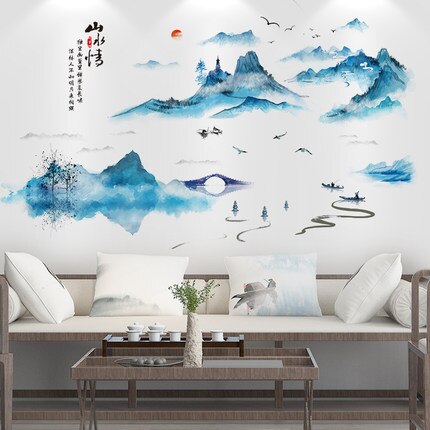 Kinesisk stil wallstickers soveværelse dekorative vinyl decals boligtilbehør stue fliser væg panel dør sticker tapet