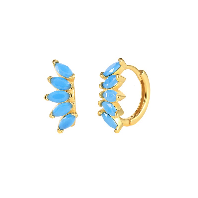 Minimalistische Etnische Turquoise Stud Oorbellen Plated Zilveren Bohemian Oorbellen Voor Koppels Lovers &#39;Anniversary Wedding Jewerly