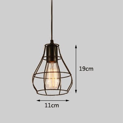 Retro industriel geometrisk sort led jern pendellamper indendørs belysning korridor restaurant soveværelse sengekasse hængelampe: D