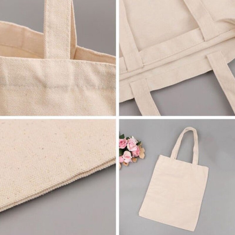 Blank Pattern Canvas Shopping Bags Eco Reusable Foldable Shoulder Bag Handbag Tote Cotton Tote Bag Custom