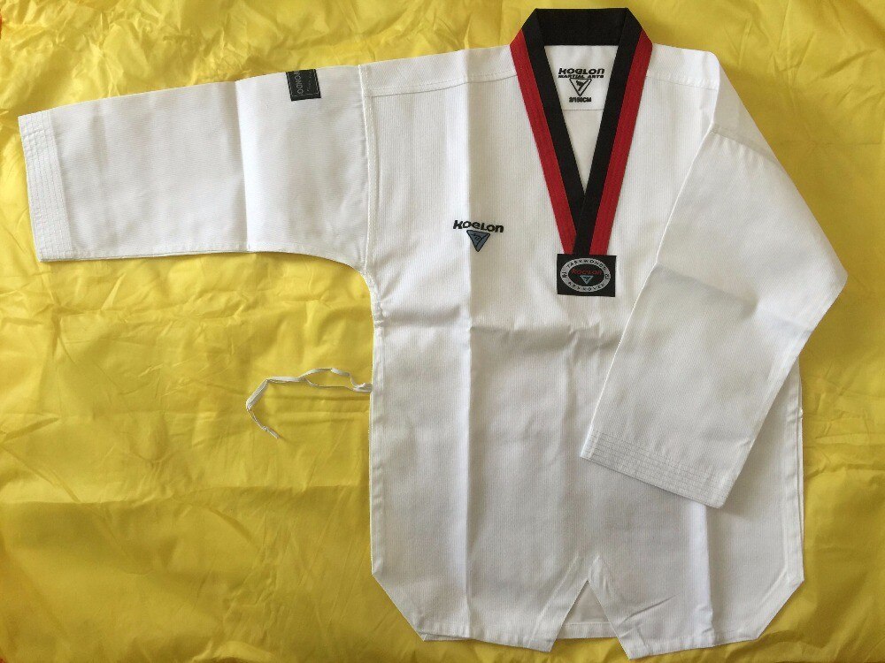 Mærke koelon voksne børn langærmet hvid taekwondo dobok passer til frynseafsnit uniformer
