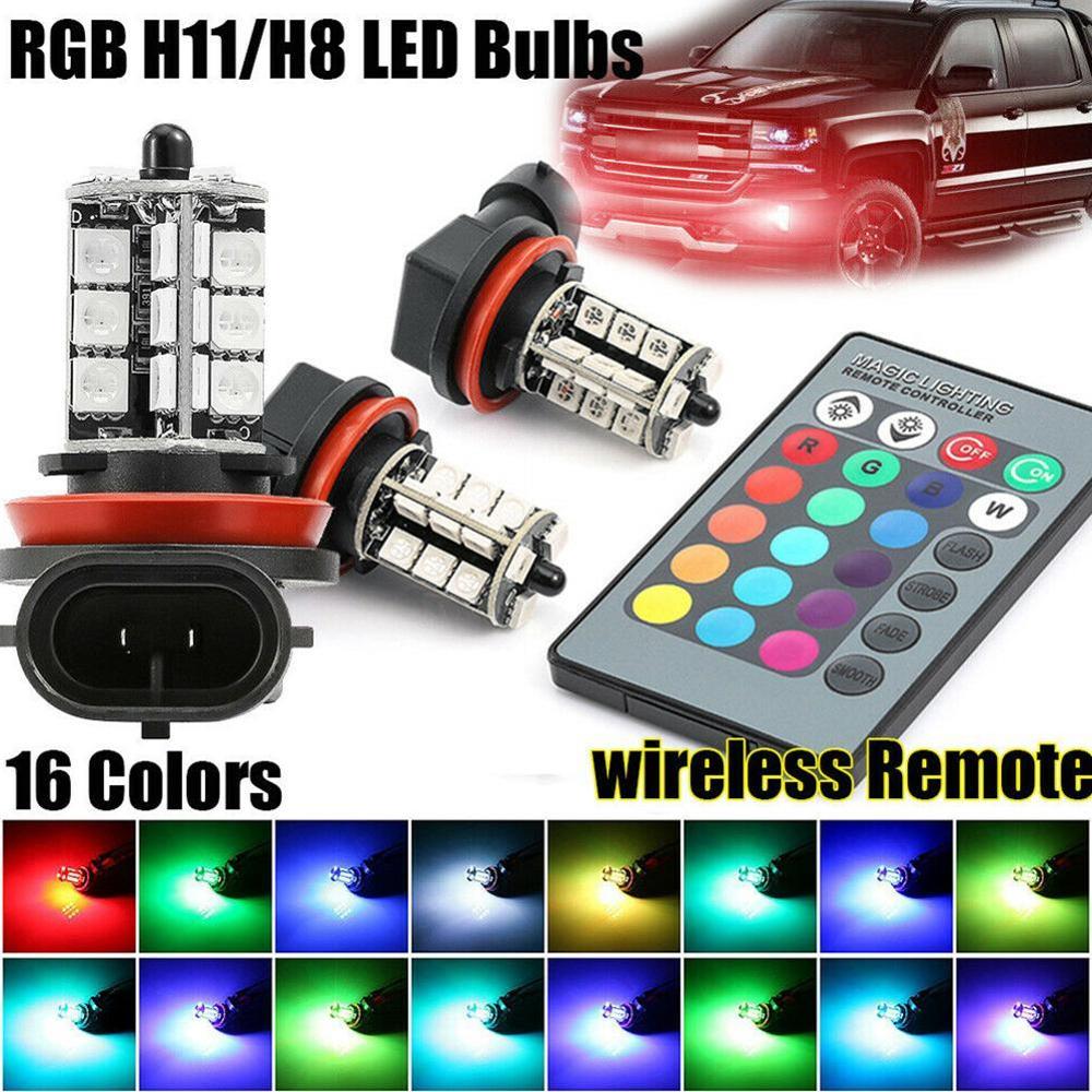Car Remote Control Lights 5050 27 LED RGB Remote Control Fog Lights Running Colorful Reversing Lights Tail Lights Lights Y0T5